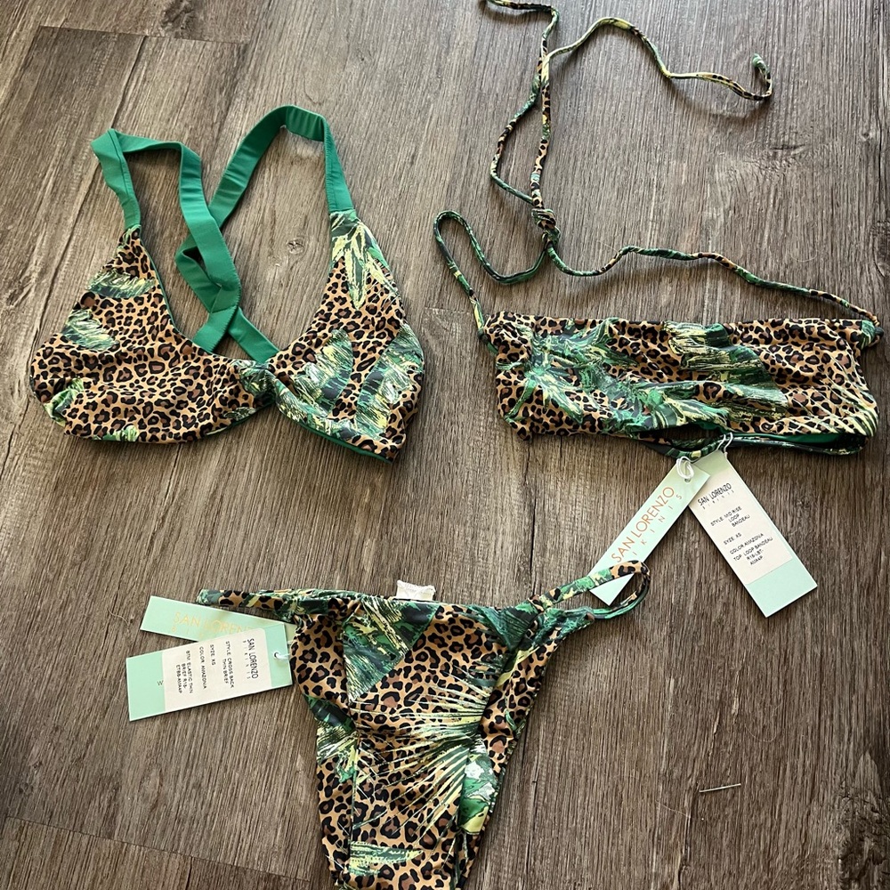 Leopard and Palm Print Bikini Set
